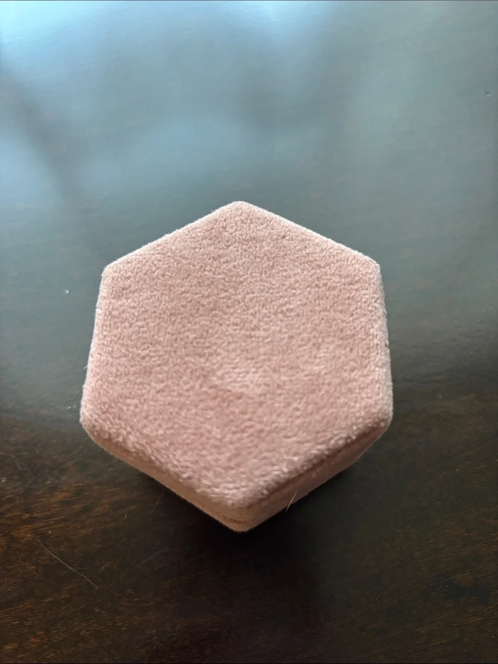 Hexagon Velvet Ring Box in Blush Pink